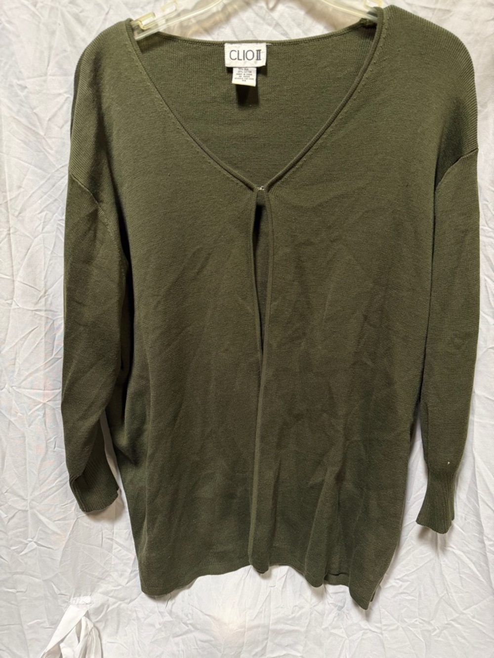Clio Olive V-Neck Pullover Sweater